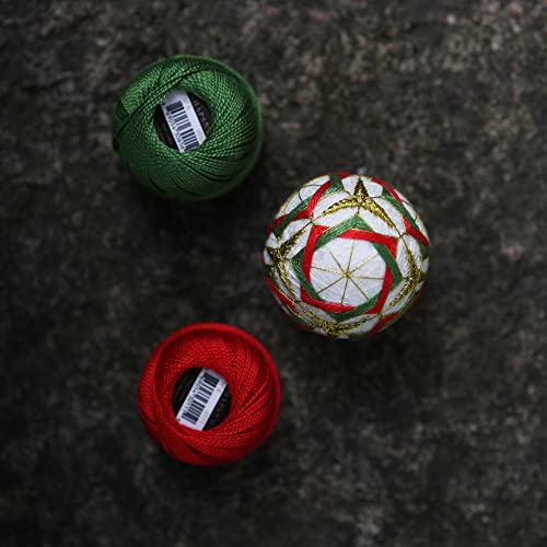 Rhapsody Pearl Cotton Thread Size 8 Crochet Thread Perle 12 Balls Set Hand Knitting, Embroidery, Sashiko, Cross-Stitch, Sewing, Needlepoint, DIY, Quilting (Garnet, Col. 120) - color: Garnet, Col. 120