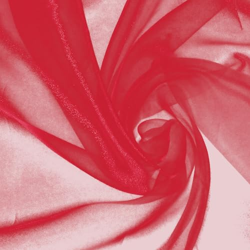 Manyshofu Red Organza Fabric by The Yard, 60 Wide (1 Yard) - color: Red, size: 1 Yard