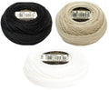3 Counts DMC 116/8 Pearl Cotton Thread Balls (Black,White,Cream) - Black(310) Bundle with DMC Pearl Cotton Ball White (Blanc) and Cream (712), Size 8, Length 87 Yards, Inceler Supplies