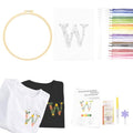 Topapfo Stick and Stitch Letter W Embroidery Patterns Kit for Clothing, Beginners Adults Embroidery Stabilizer Water Soluble for Clothes Jeans T-Shirts Tote Bags - color: W