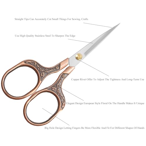 2 Pack Embroidery Scissors Small Sewing Scissors with Premium Leather Cover