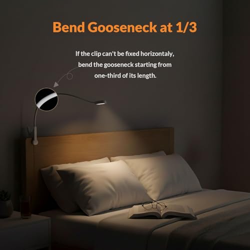 LEPOWER Clip on Light, Book Reading Lamp for Desk, Bed Headboard and Dorm - color: White