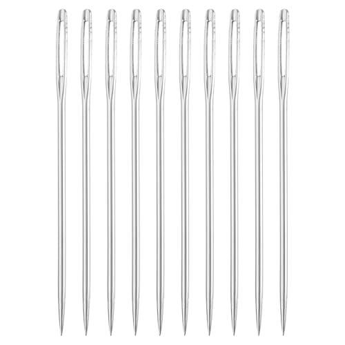 uxcell 50Pcs Large Eye Needles, 1.81" 1.05mm High Carbon Iron Embroidery Thread Needle Sewing Big Eye Needle Knitting Needles for Hand Sewing Art Crafts, Silver - size: 1.05x46mm