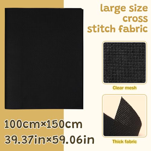 Cross Stitch Fabric, Black 14 Count 59 * 39 Inch Embroidery Fabrics - color: Black