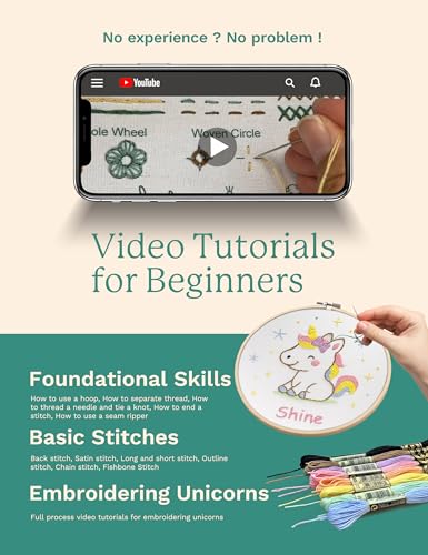 Bradove Unicorns Embroidery Kit for Beginners with Patterns - color: Unicorn