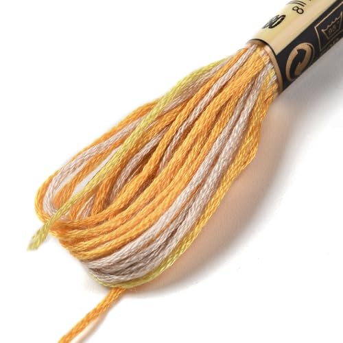 10 Skeins Light Khaki 0.5mm 6-Ply Polyester Embroidery Floss Cross Stitch Threads Segment Dyed Gradient for DIY Craft Hand Sewing Knitting DIY Crafts Jewelry Making 8.75 Yards(8m)/Skein - color: Light Khaki