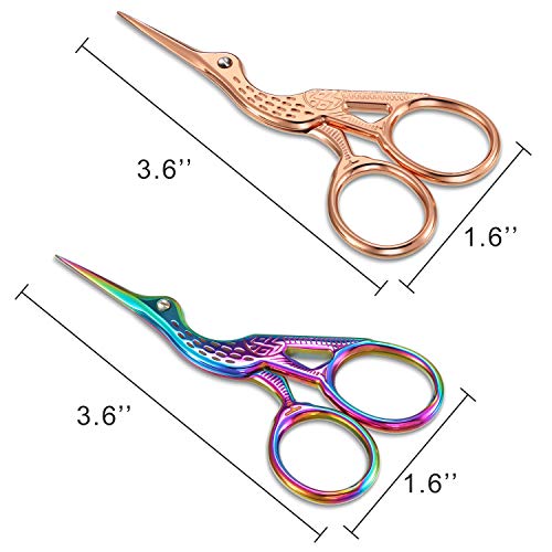 Honoson 5 Pcs Embroidery Scissors Stainless Steel Stork Design 3.6 Inch