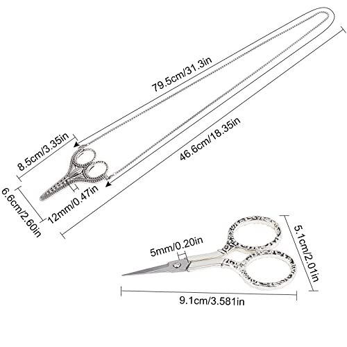 SUNNYCLUE Stainless Steel Sharp Tip Sewing Scissors with Sheath Chain Cutter Safety Precision Detail Embroidery Scissors with Cover Handcraft Art Work DIY Tool for Fabric Paper Cutting Craft - color: Antique Silver-1pc-sewing Scissors With Cover
