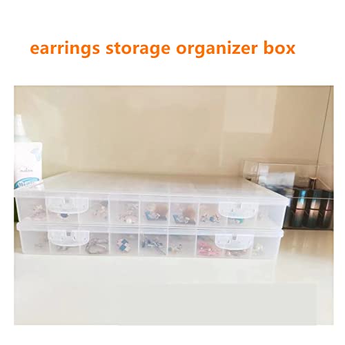 Feadily 1PCS 36 Grids Large Plastic Organizer Box with Dividers, Compartment Organizer Box for Nail Accessories/Screw/Sewing Arts and Oil Paint, Bead Storage Containers 14.9" x 9.2" x 1.9" (Clear) - size: 1PCS 36Grids