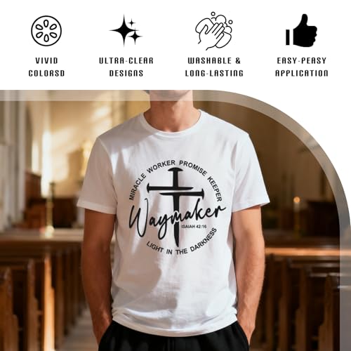 Dazoratix Christian Iron on Transfers - 20 Sheets Bible Verse DTF Ready to Press Heat Patches Boho Religious Faith Quotes Vinyl Stickers Decals for T Shirts Clothes Pillow Bag Hat Appliques DIY Crafts - style: Bible Verse