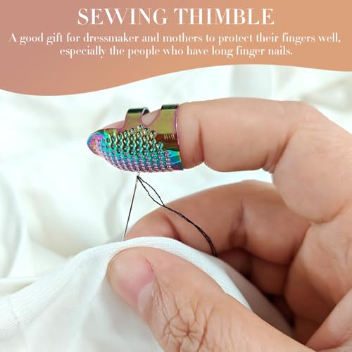 ZESION 4Pcs Sewing Thimbles, Adjustable Metal Thimbles for Hand Sewing Finger Protector, Quilting Craft Accessories for Knitting Needlework DIY Tools, Dazzling(2 Sizes, S/M) - color: Adjustable Dazzling