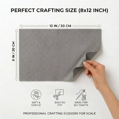 Soft Grey Felt Fabric Sheets for Crafts 8 x 12 Inch 20 Pcs 1.6mm Thick - color: Grey