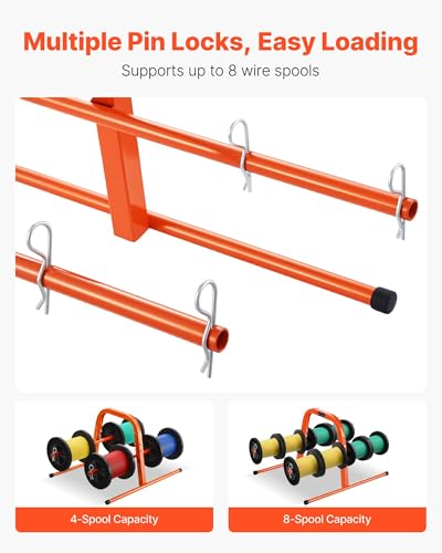 VEVOR Wire Spool Rack, 100 lbs Capacity, Smart Hand Caddy, Heavy-Duty Steel Wire Dispenser Holder for Up to 8 Spools, MAX 9.45 in Diameter, Easy Lift Design for Electrical Industrial and Retail Use - style: Cable Dispenser