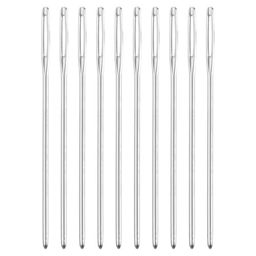 uxcell 100Pcs Large Eye Needles, 1.81" 1.05mm High Carbon Iron Embroidery Thread Needle Sewing Blunt Needle Knitting Needles for Hand Sewing Art Crafts, Silver - size: 1.05x46mm