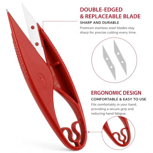 Sewing Seam Ripper Tool,Stitch Remover and Thread Cutter with 2Big+2Small Seam Rippers,1 Pack Thread Snips,1Pack 5”Scissor - color: Classic Red