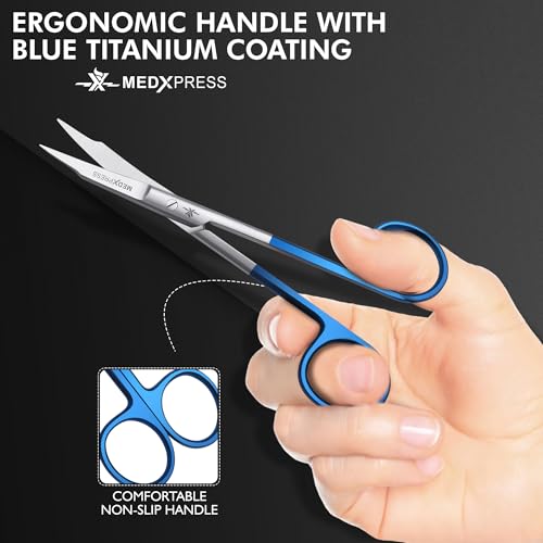 Blue Handle Premium Embroidery Scissors Curved for Art & Craft Hydroponic Scissors With Heavy-Duty Grooming Scissors for Precise Cutting & Crafting Sewing Applique Scissor.