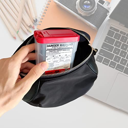 0.2L Size Portable Pen-Needle Disposal Container [Pack of 3] Diabetes Care (0.2L, Red+Clear, 3) - color: Red+Clear