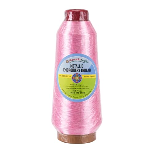 Mandala Crafts Metallic Baby Pink Embroidery Floss for Sewing, 3281 YD - color: Baby Pink, size: 3000M 3281 Yard