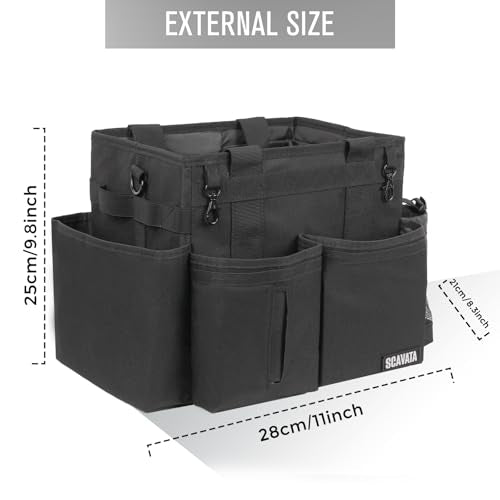 SCAVATA Compact Wearable Cleaning Caddy with Handle & Shoulder Straps - color: Black