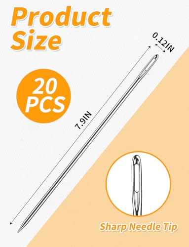 Sewing Needles for Upholstery, 10PCS, 8" Length, 3mm Thickness - size: 8 IN