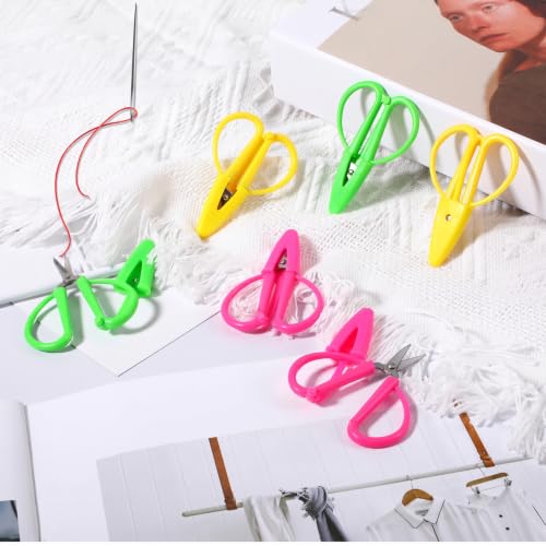 Mixweer 6 Pcs Mini Scissors for Travel Sewing Embroidery, 3 Colors - color: Pink, Green, Yellow