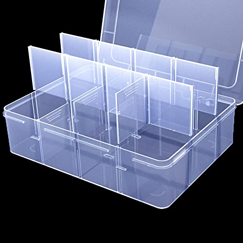 Clear Organizer Box,12 Grids Tackle Box Organizer with Removable Dividers - color: Clear, size: 1x Large 12 Grids