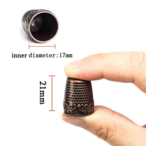 ZESION 4Pcs Sewing Thimbles, Metal Thimbles for Hand Sewing Finger Protector, Quilting Craft Accessories for Knitting Needlework DIY Tools, Brass - color: Brass