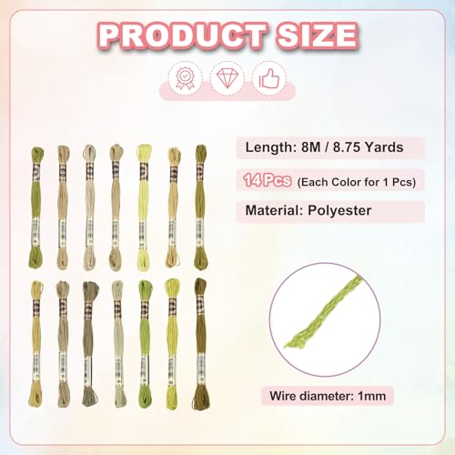 PATIKIL 14 Skeins Embroidery Floss Polyester Multicolored Gray - color: Multicolored Gray