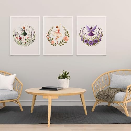 Embroidery Kit for Adults, Pre-Stamped Pattern Embroidery Kit for Beginners, Needlepoint Starter Kit with Hoop Thread Needle Instruction, 7.9'' Hoop (Flower Fairy 3 Packs) - style: Flower Fairy 3 Packs