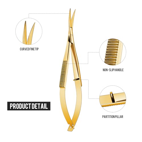 Shynai 2 Pieces 4.7 Inch Embroidery Scissors Curved, Gold, Silver - color: Gold, Silver