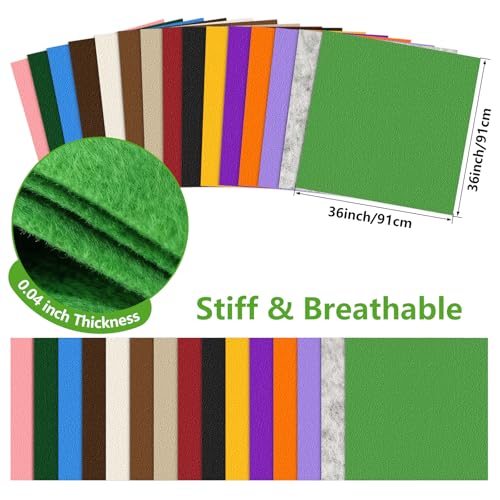 Green Stiff Felt Sheet 36'' X 36'', 1mm Large Felt Fabric Sheet for Crafts - color: Green