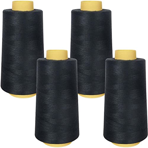 Superpunch SuperSew Thread, 4 Cones of 3000 m, Pack of 4, Dark Gray 3195 - color: Dark Gray 3195