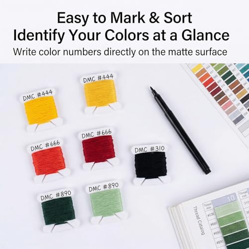 RAINFLOW 150PCS Plastic Embroidery Floss Bobbins - Thread Organizer Cards