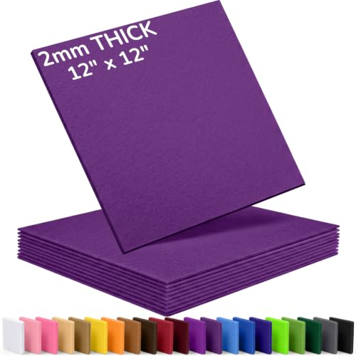 2mm Stiff Felt Sheets 12" X 12" (10 Pack, Dark Purple) - color: Dark Purple
