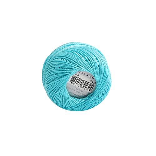 Rhapsody Pearl Cotton Thread Size 8 Crochet Thread Perle 12 Balls Set Hand Knitting, Embroidery, Sashiko, Cross-Stitch, Sewing, Needlepoint, DIY, Quilting (LT Bright Turquoise, Col. 432) - color: LT Bright Turquoise, Col. 432
