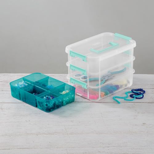 Sterilite Stack & Carry 3 Layer Handle Box, Small Latch Bins, Clear, 6 Pack - size: 6 Pack