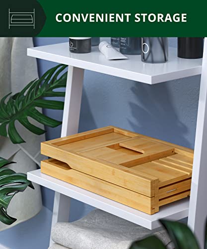 ROYAL CRAFT WOOD Premium Foldable Bathtub Tray Caddy - Wood Bath Tray for Tub, Bamboo Shelf, Expandable Bath Table Trays, Bathtub & Bathroom Accessories for New Home & Mothers, Birthday Gifts for Mom - color: Natural