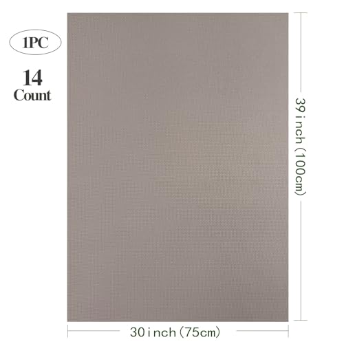 Aida Cloth 14 Count Cross Stitch Fabric Cross Stitch Aida Cloth for Embroidery and Needlework (Light Coffee Color, 30 * 39inch) - color: Light Coffee Color