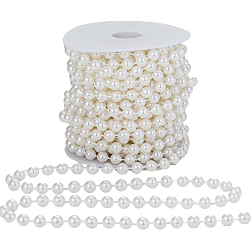 8mm Crafts Faux Pearl Beads Garland Pearl Bead Roll Strand of Pearls to Decorate Floral Centerpieces Wedding Party Favor Christmas Tree(33 Feet Ivory) - color: Ivory, size: 8 mm
