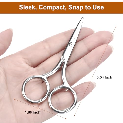 2-Pack Small Scissors, Professional Eyebrow & Facial Hair Scissors - Stainless Steel Precision Grooming Kit for Women & Men | 3.5” Straight Tip for Eyebrows, Beard, Nose, Mustache & Ear Hair Scissors - color: 2 Sharp-pointed
