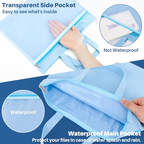 MAQIHAN Mesh Zipper Pouch with Handle - Reusable Double Pocket File Bag