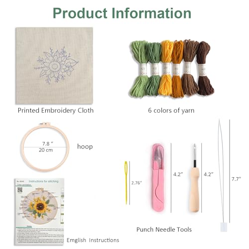 Myfelicity Punch Needle Kit, Punch Needle Kits Adults Beginner, Craft Decoration and Hobbies (Sunflower) - color: Sunflower