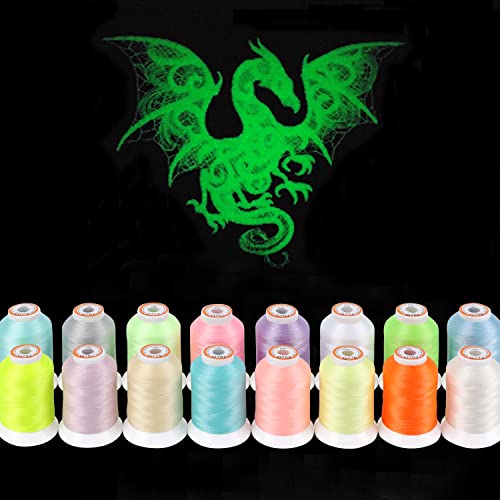 New brothread 16 Colors Glow in the Dark Embroidery Machine Thread Kit
