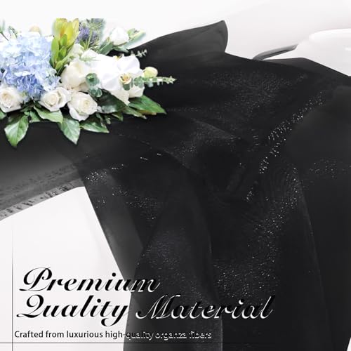 Manyshofu Black Organza Fabric by The Yard, 60 Wide (2 Yard) - color: Black, size: 2 Yard