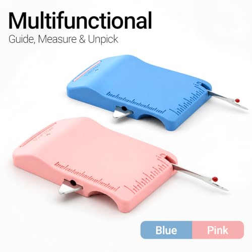 Magnetic Sewing Machine Sleeve Tool Seam Guide with Seam Ripper Ruler Scale - color: blue