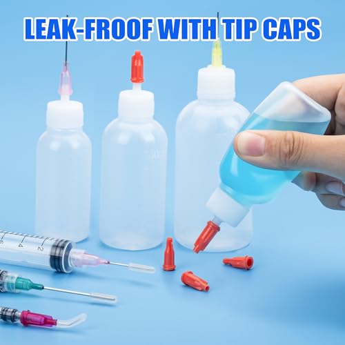 Glue Syringe Needle Tip Squeeze Bottles (1mL-50mL) and 14G-25G Blunt Tip - size: 1ml-3ml-5ml-10ml-30ml-50ml