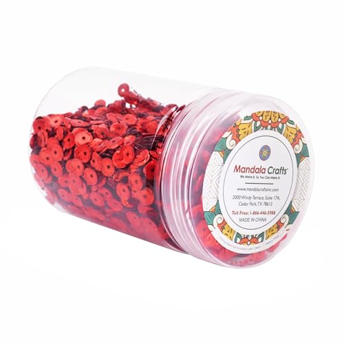 Mandala Crafts 6mm Cup Round Holographic Red Sequins for Sewing Embroidery - color: Holographic Red, size: 6mm Cup Sequins