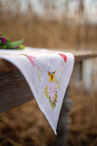 Vervaco Counted Cross Stitch Tablecloth Kit 32"X32"-Colourful Flowers (10.5 Count) -V0183789 - size: Large