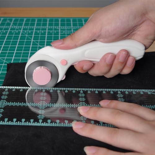 MAUFORE Pink Professional Sewing Scissors and Rotary Cutter with Blades Set - color: Pink