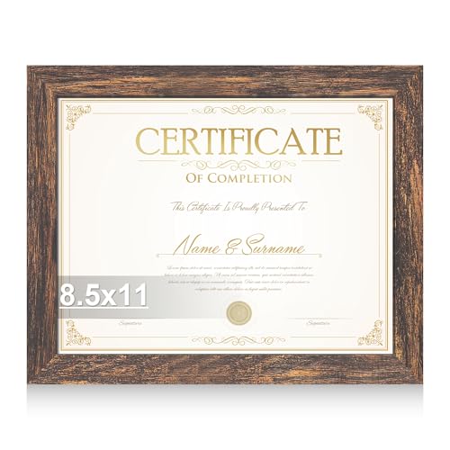 Hongkee 8.5x11 Picture Frame, Real Glass and Wood (Rustic Brown, 1 Pack) - color: Rustic Brown, size: 8.5X11 in